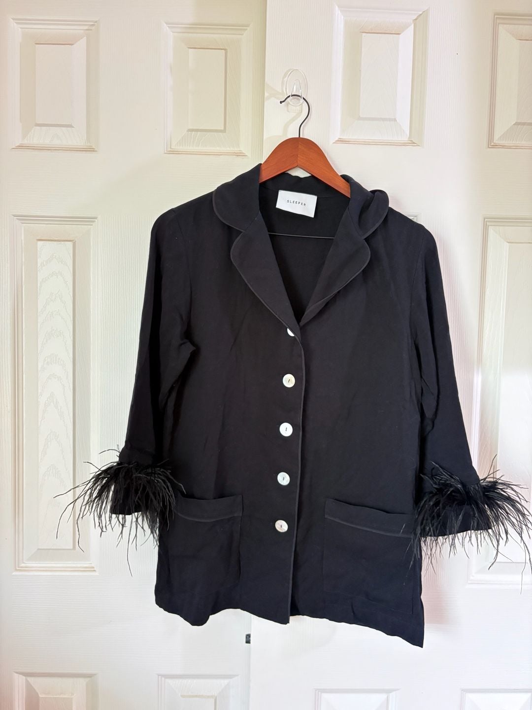 Sleeper Party Pajama Top With Feathers Black Size XS 10