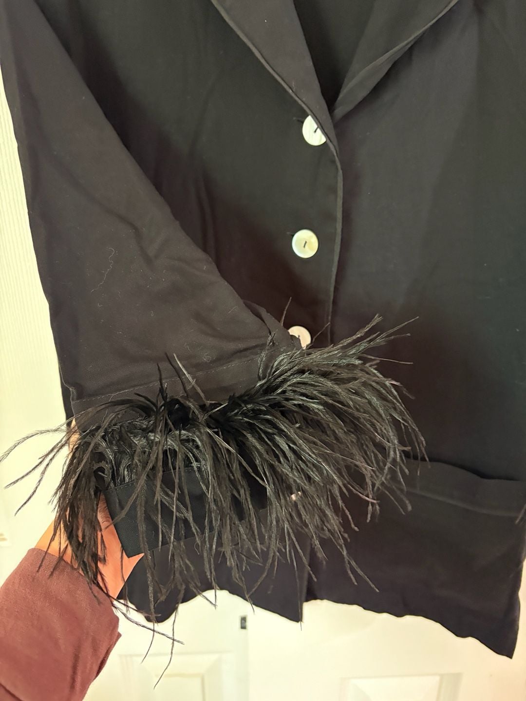Sleeper Party Pajama Top With Feathers Black Size XS 11