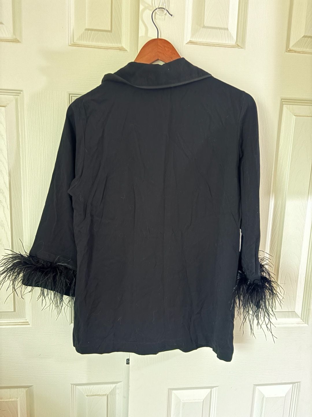 Sleeper Party Pajama Top With Feathers Black Size XS 13