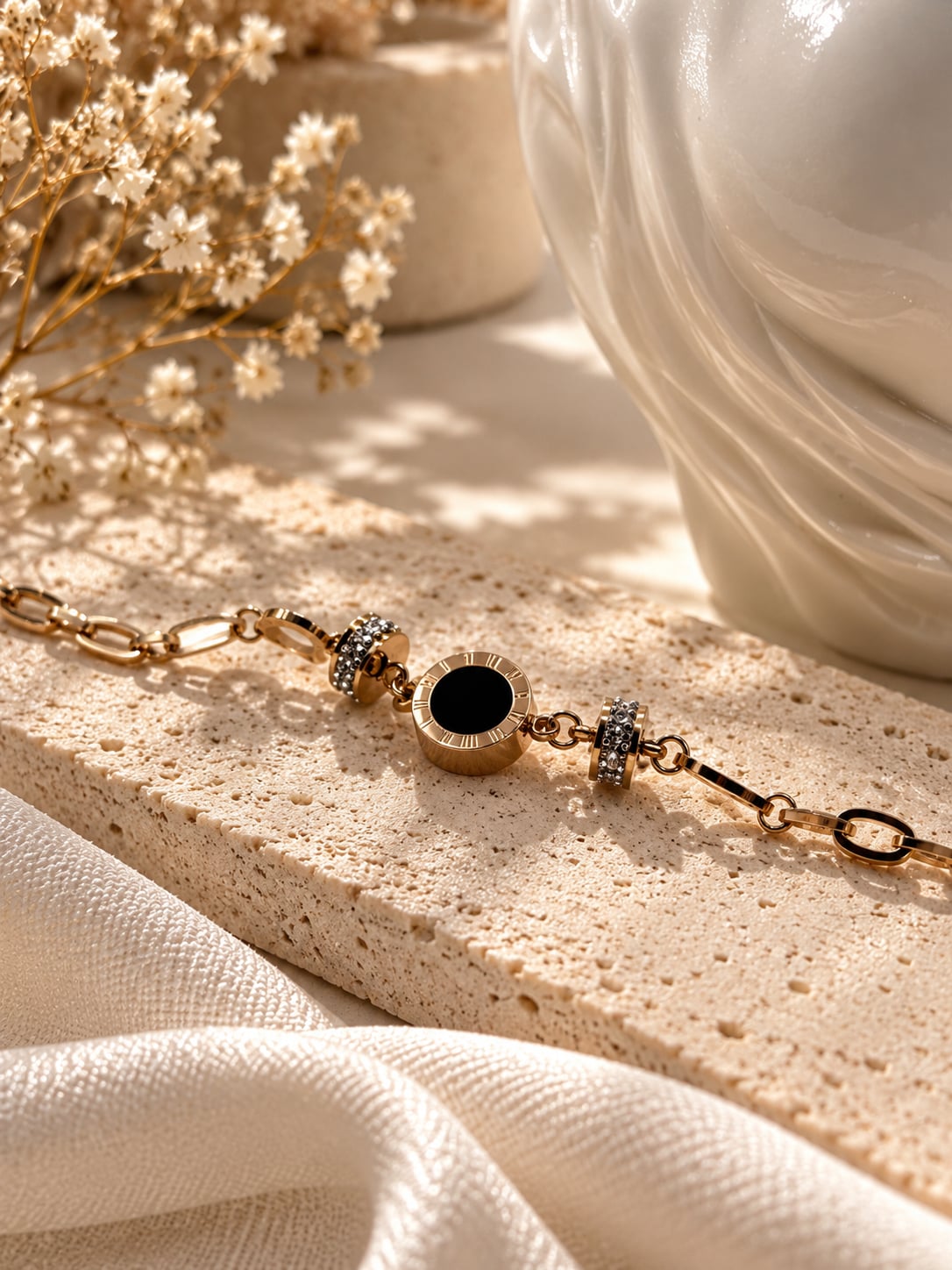 Roman Numeral Rose Gold Stainless Steel Bracelet 2