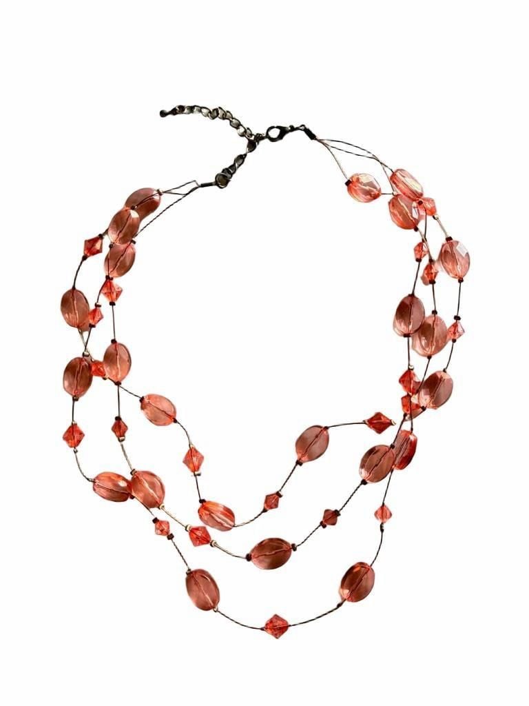 Unbranded Pink Beaded Multi-Strand Wire Necklace 2