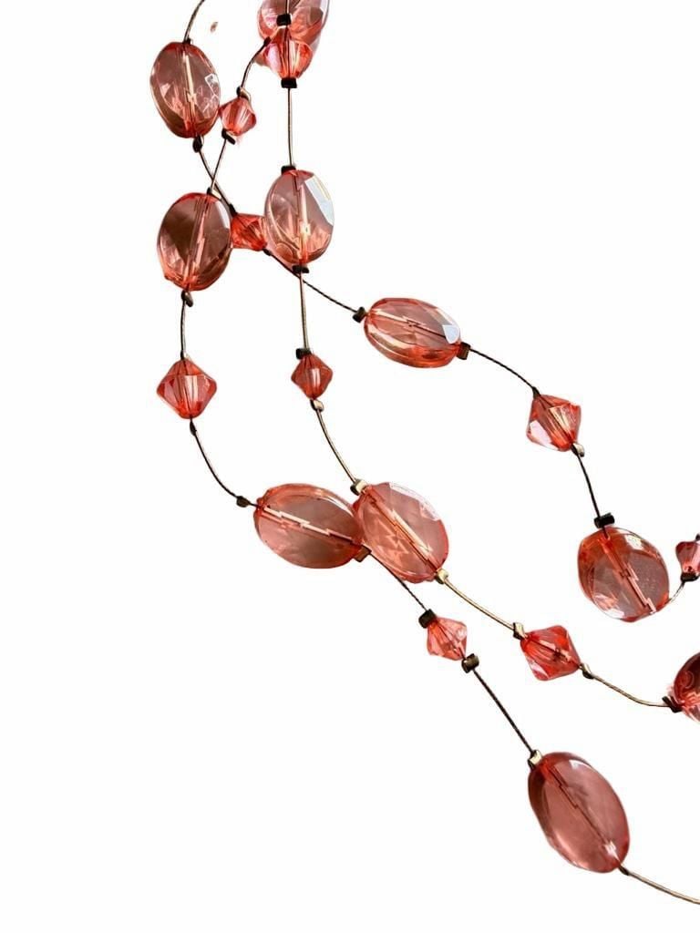 Unbranded Pink Beaded Multi-Strand Wire Necklace 3