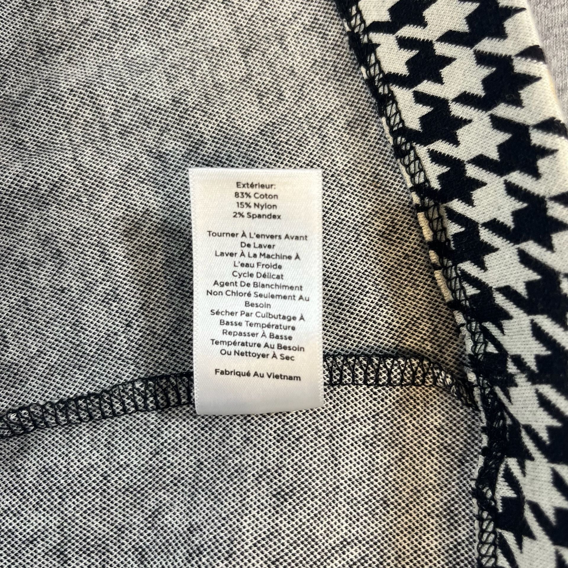 Talbots Houndstooth Black/White Knit Puff Sleeve Top Women’s MP  9