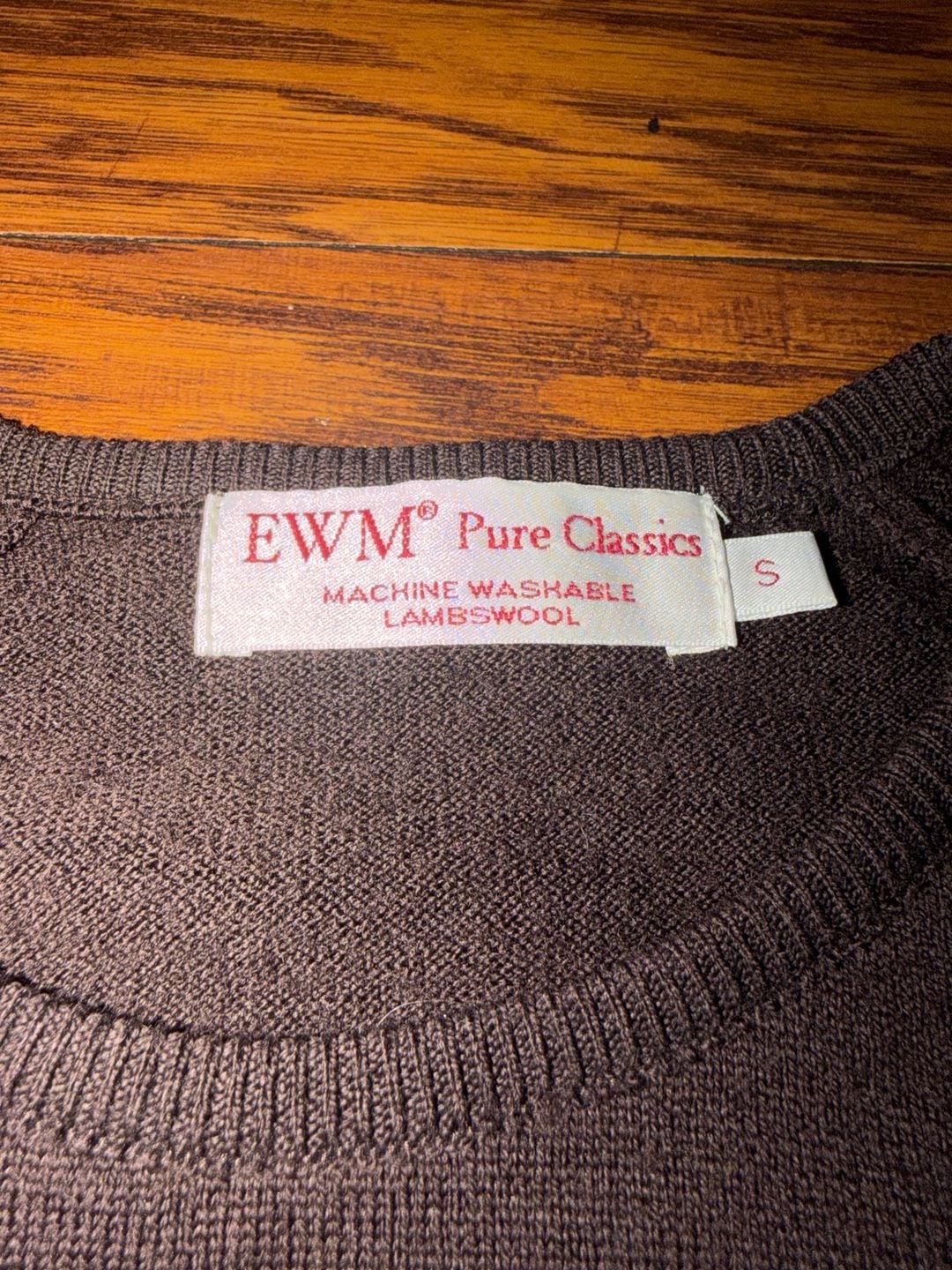 EWM Pure Classics Lambswool Crewneck Sweater Size S Brown 7