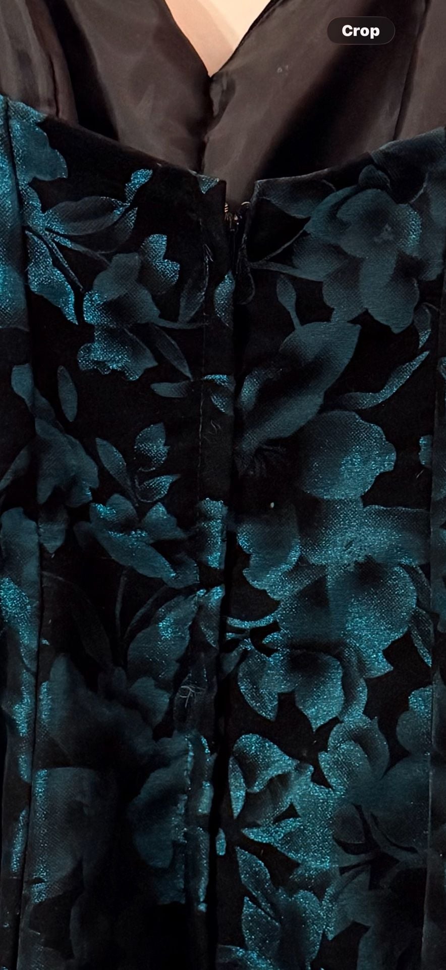 Michele Vincent Velvet Mini Dress Size 7/8 Black Teal Floral Prom Fairy Goth 4