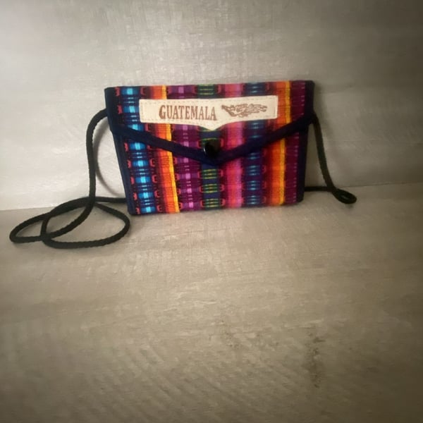 Guatemalan Artisan Colorful Woven Crossbody Wallet Purse Multi