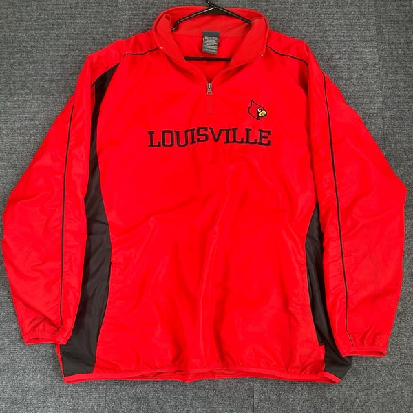 Pro Edge Louisville Cardinals 1/4 Zip Jacket Size L Red Windbreaker