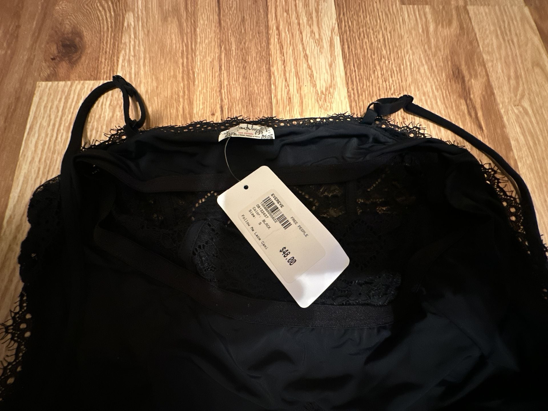 Free People Follow Me Lace Cami Size S Black Gorgeous! 8