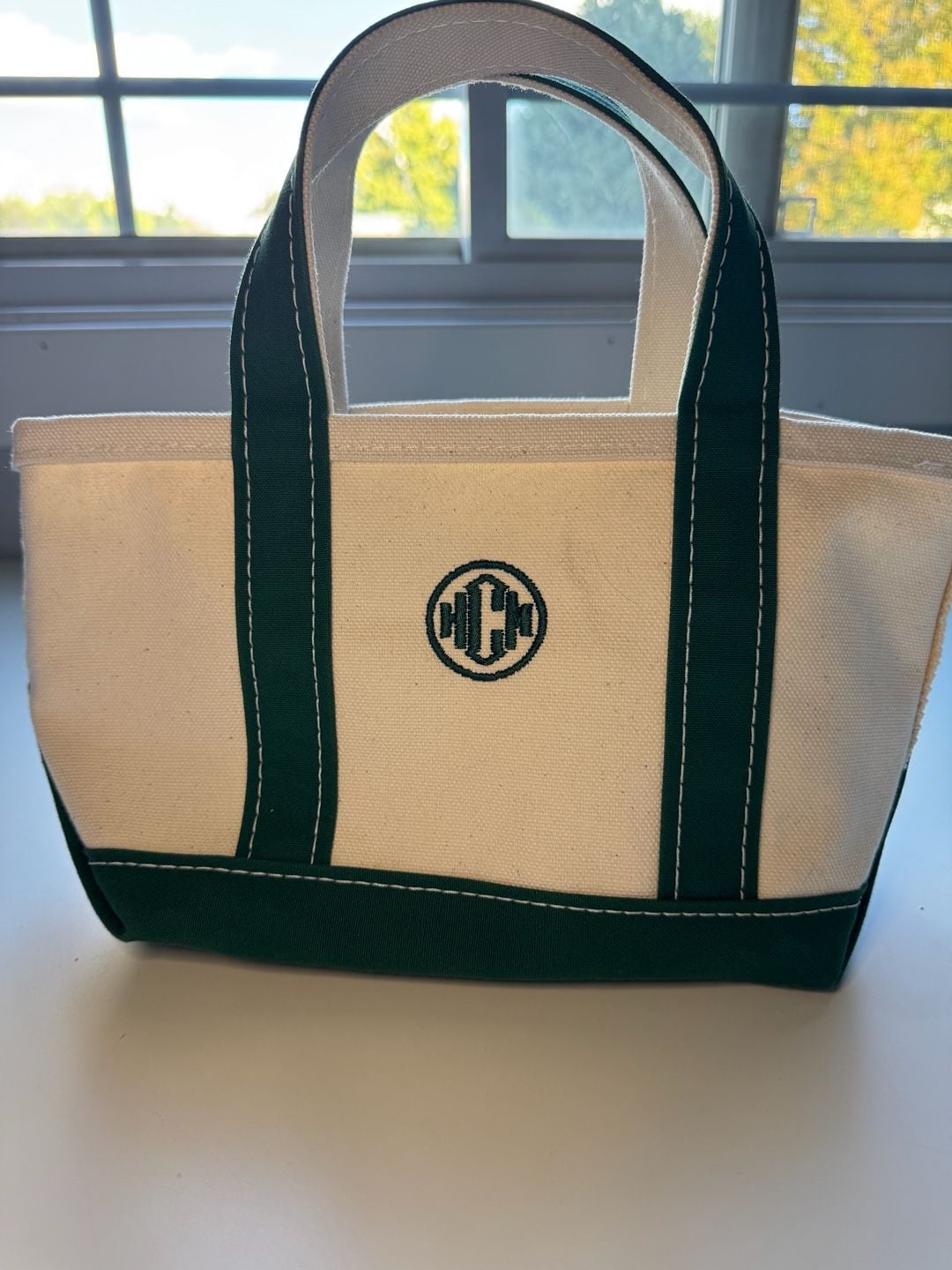 LL Bean Boat And Tote Green Canvas Mini Tote Bag 2