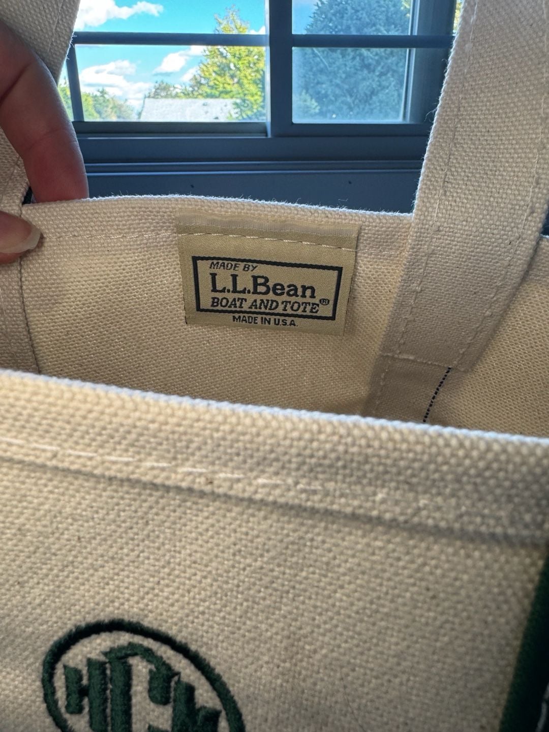 LL Bean Boat And Tote Green Canvas Mini Tote Bag 3