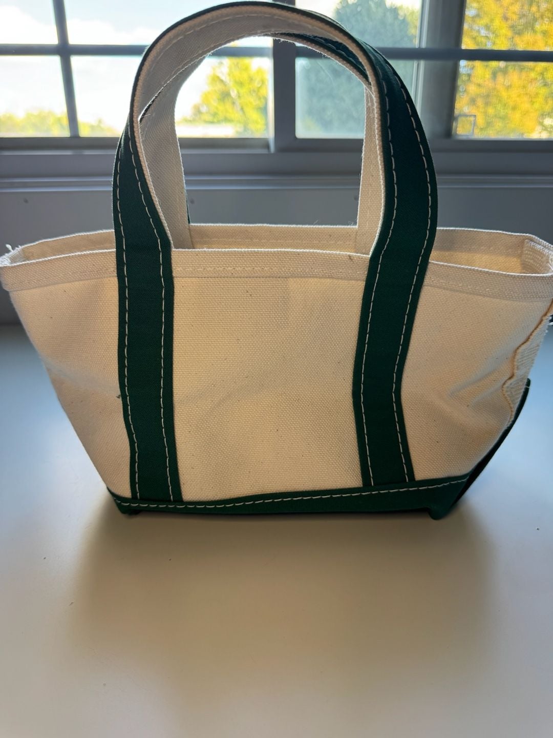 LL Bean Boat And Tote Green Canvas Mini Tote Bag 5