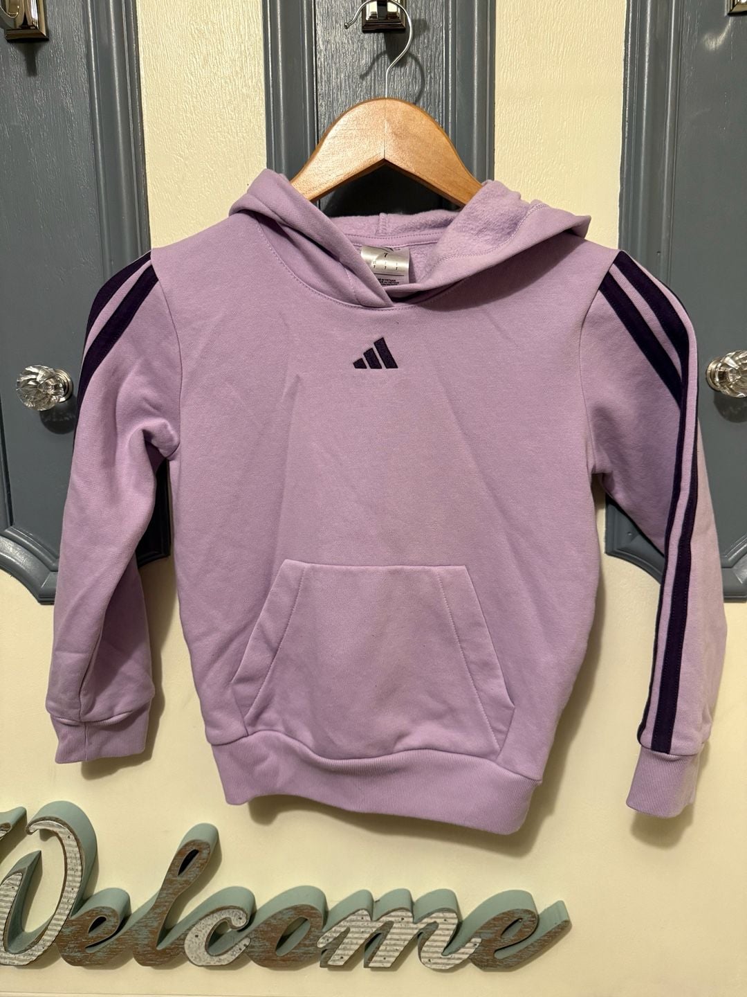 Adidas Seasonal Essentials Tiberio Hoodie Size 7 Purple Fleece 2