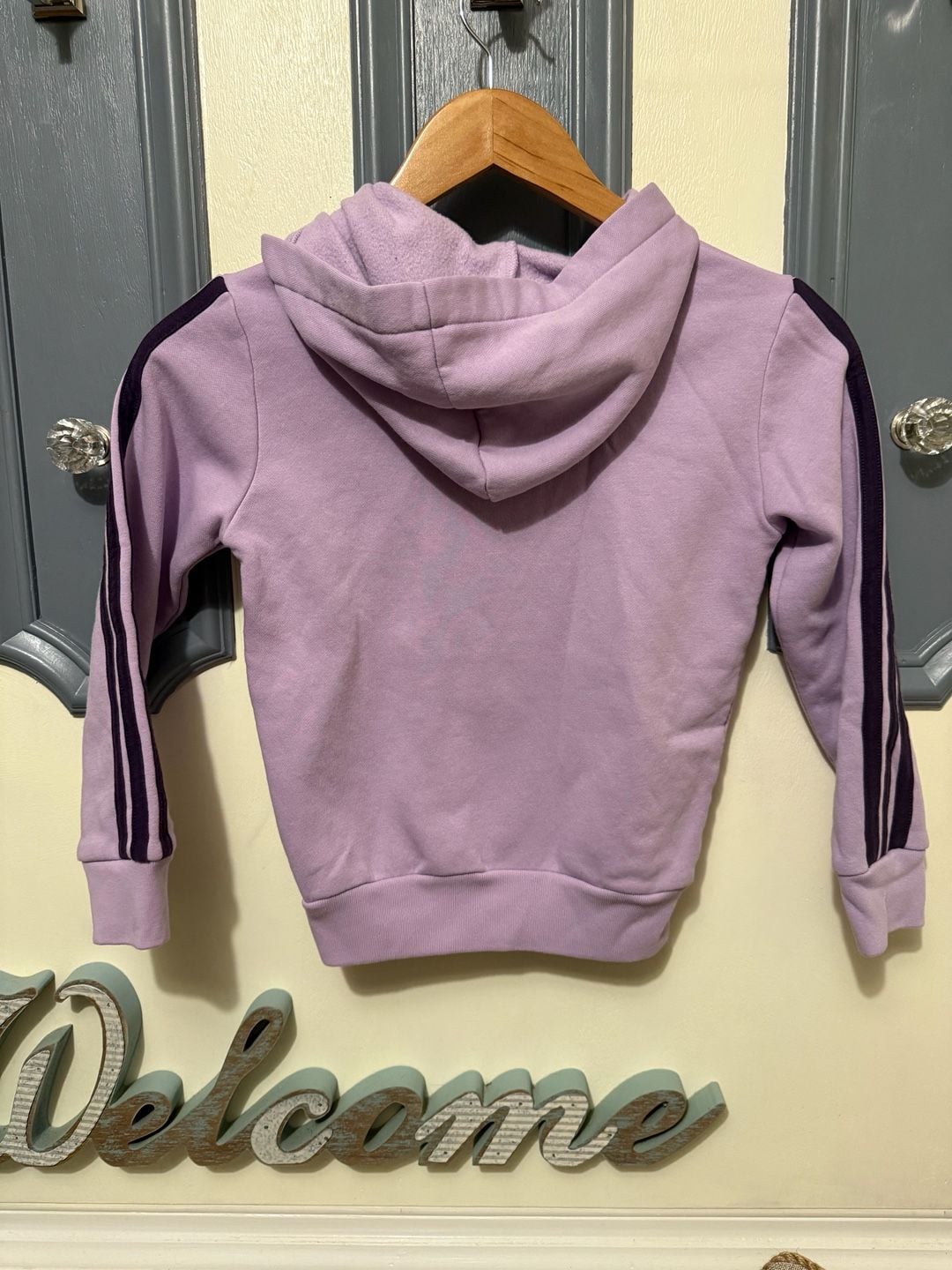 Adidas Seasonal Essentials Tiberio Hoodie Size 7 Purple Fleece 3