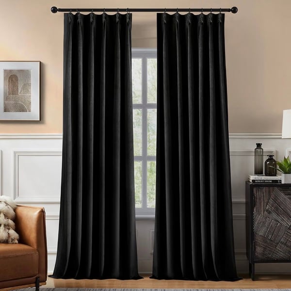 Swandream Pinch Pleated Blackout Curtains Black - 2 Pack 40*90