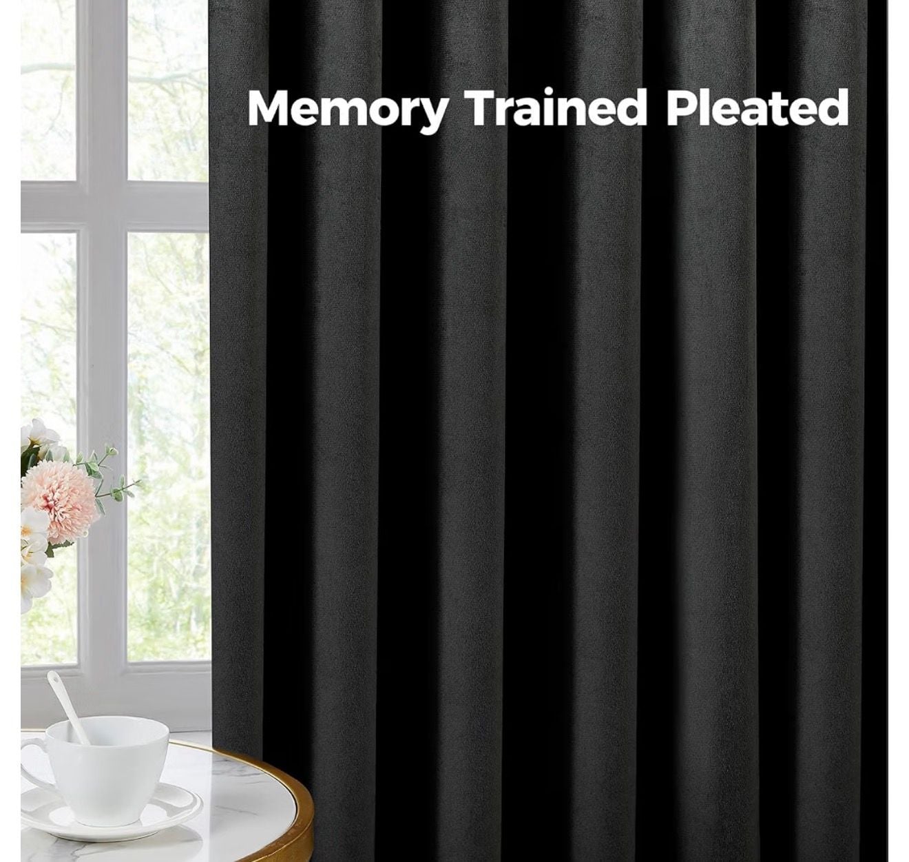 Swandream Pinch Pleated Blackout Curtains Black - 2 Pack 40*90 5