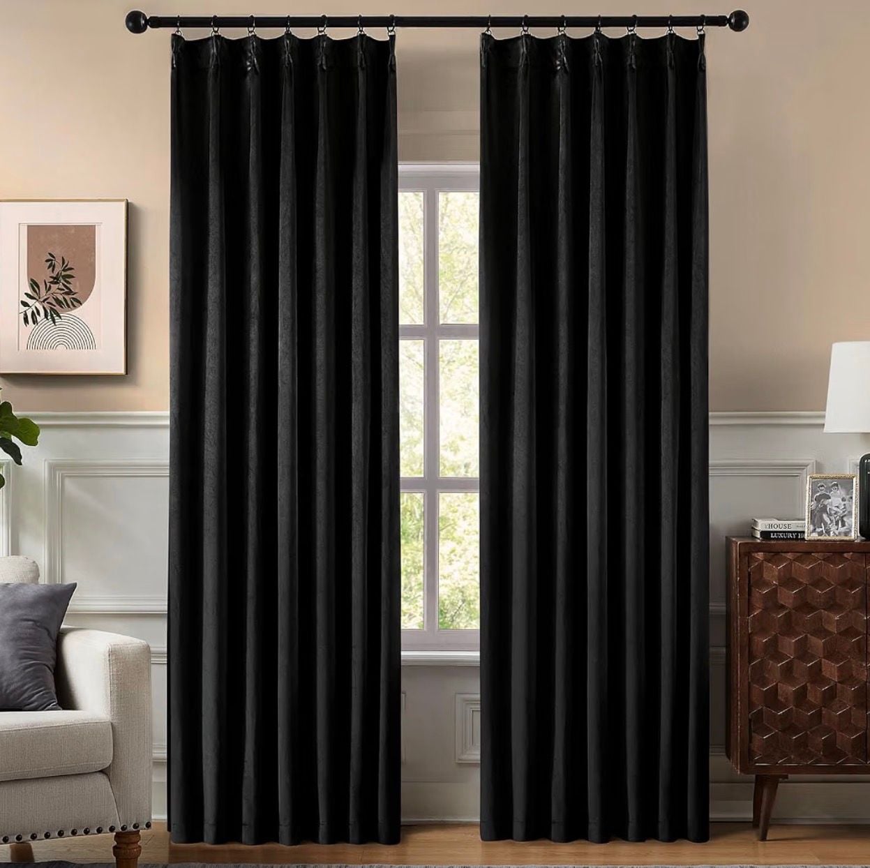Swandream Pinch Pleated Blackout Curtains Black - 2 Pack 40*90 7