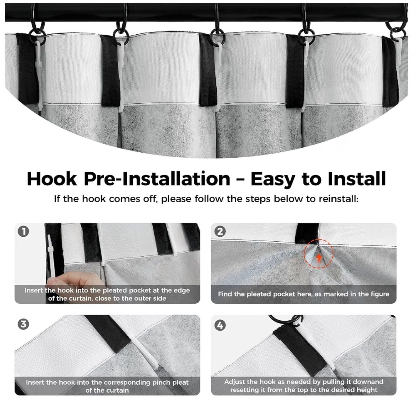 Swandream Pinch Pleated Blackout Curtains Black - 2 Pack 40*90 9
