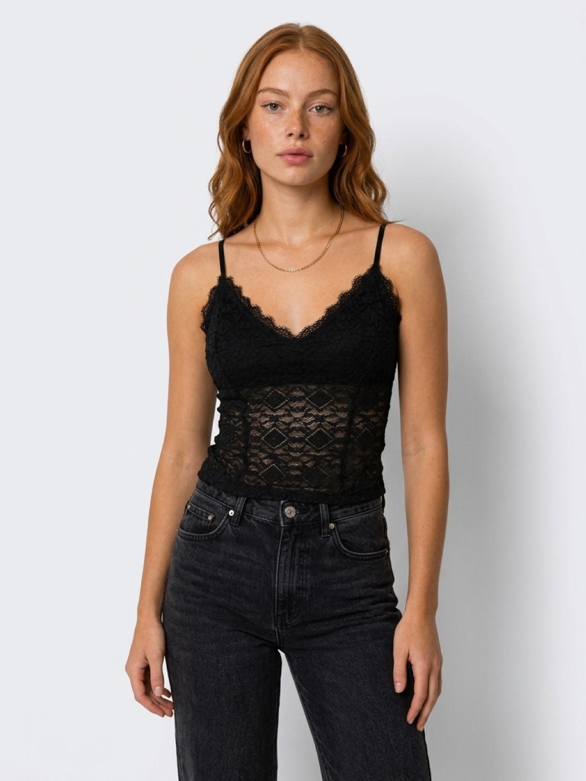 Free People Follow Me Lace Cami Size S Black Gorgeous! 2