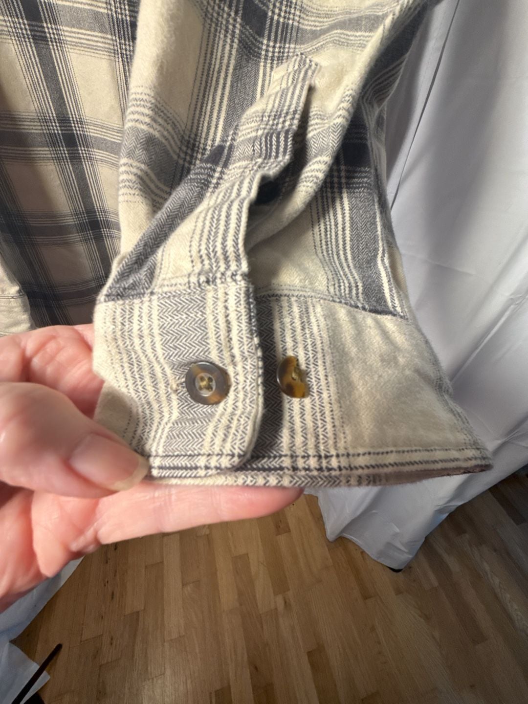 Carhartt Plaid Flannel Shirt Size 2XL Tall Cream Black Long Sleeve 5