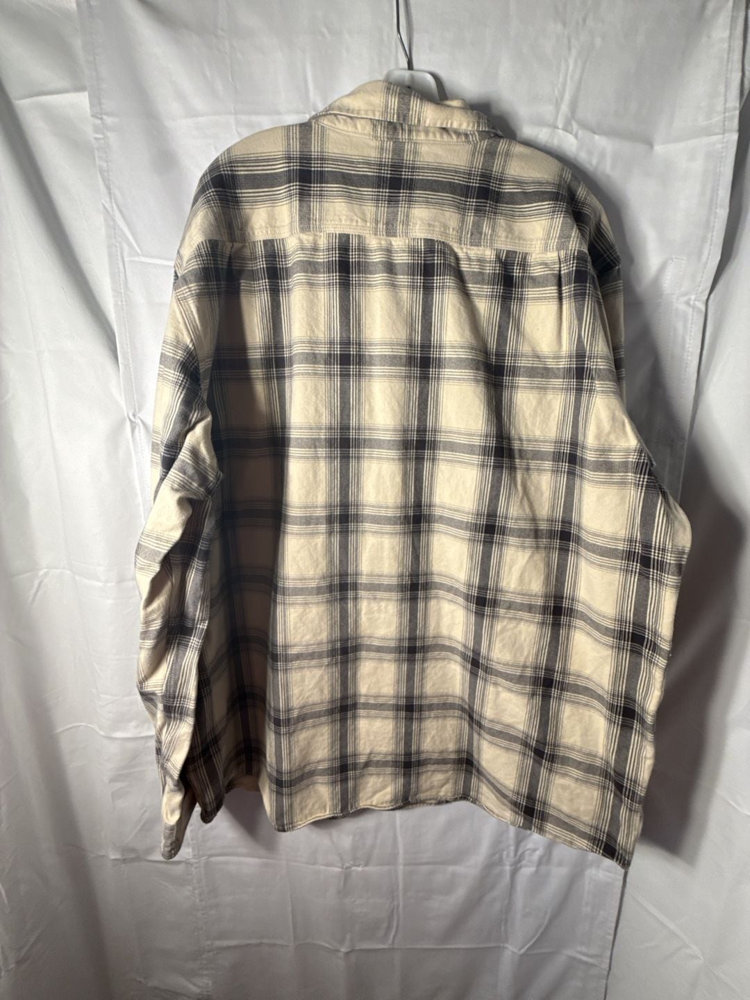 Carhartt Plaid Flannel Shirt Size 2XL Tall Cream Black Long Sleeve 7