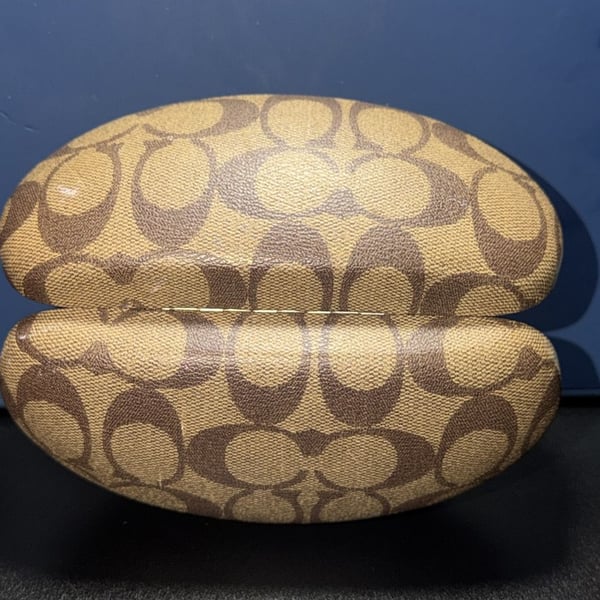 Coach Signature Monogram Brown Hard Clamshell Eyeglasses Case