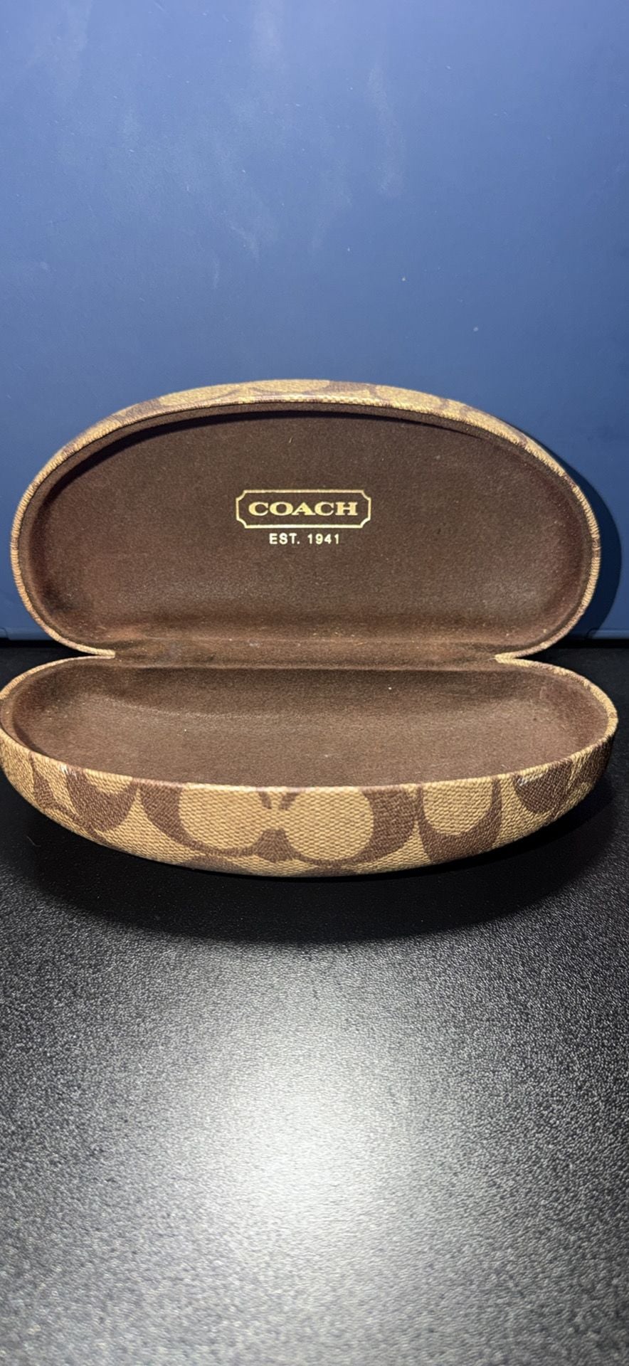 Coach Signature Monogram Brown Hard Clamshell Eyeglasses Case 2