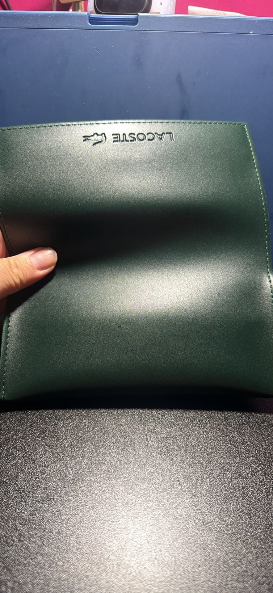 Lacoste Soft Glasses Case Green Snap Closure 3