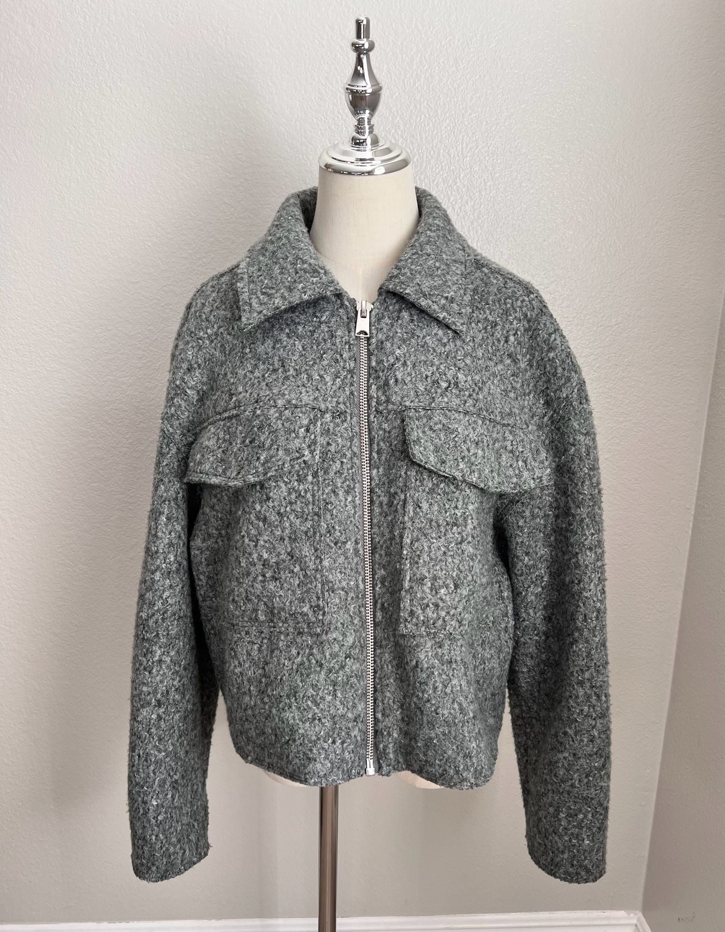 Truth by Republic Jacket Size L/G Gray Boucle Zip 2
