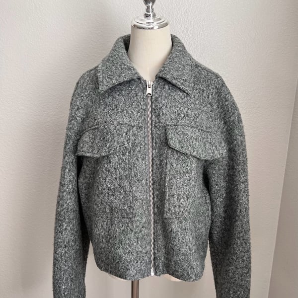 Truth by Republic Jacket Size L/G Gray Boucle Zip