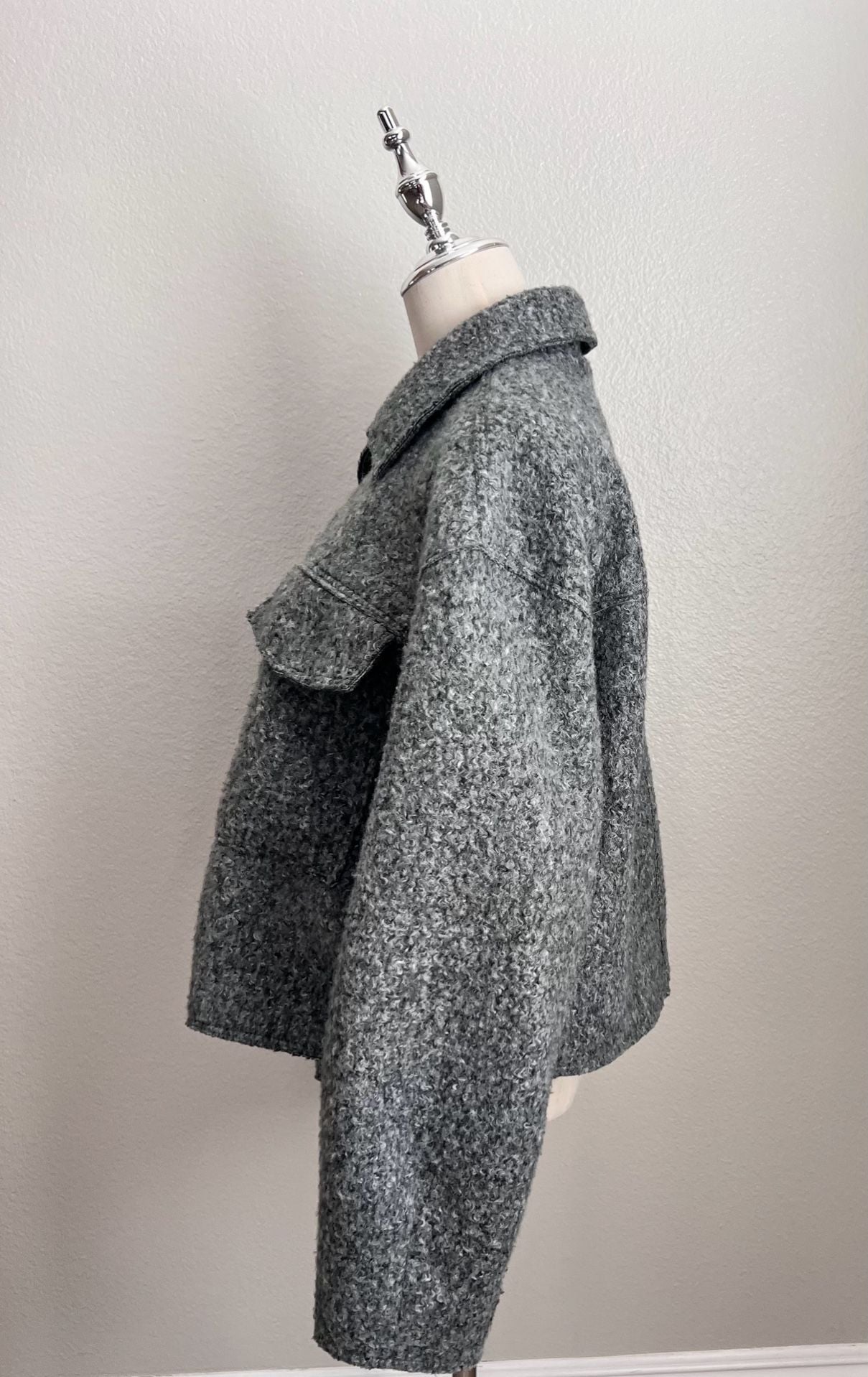Truth by Republic Jacket Size L/G Gray Boucle Zip 3
