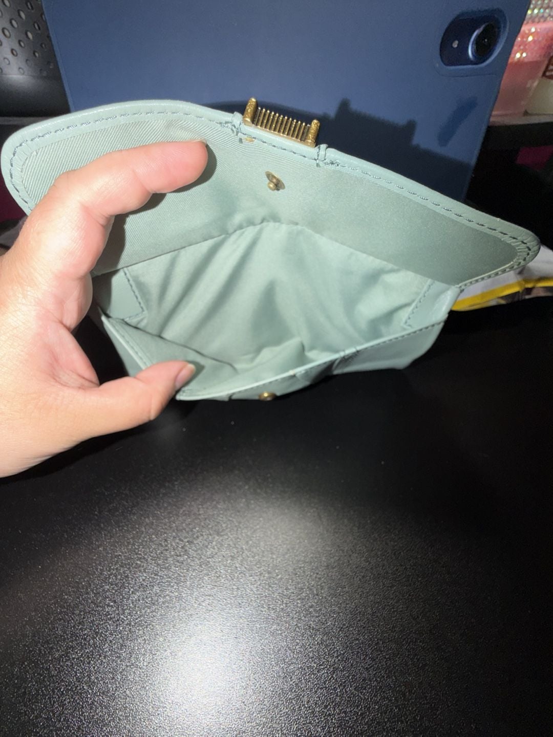 Fossil Cora Clutch Wallet Sage Green Leather 3