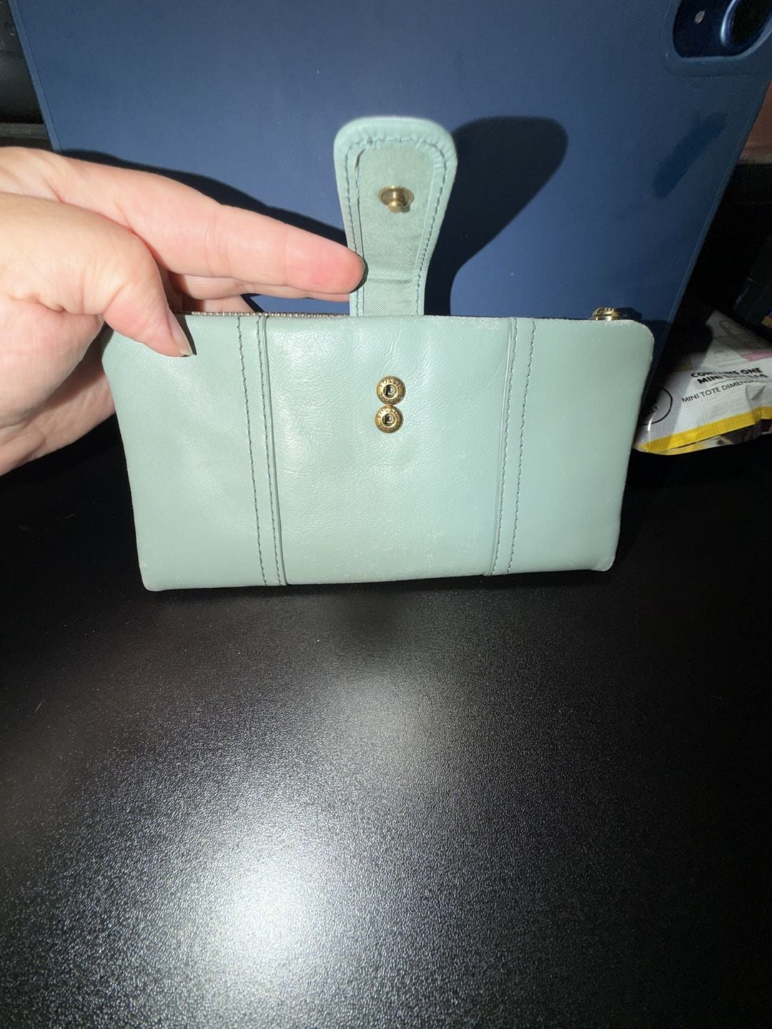 Fossil Cora Clutch Wallet Sage Green Leather 4