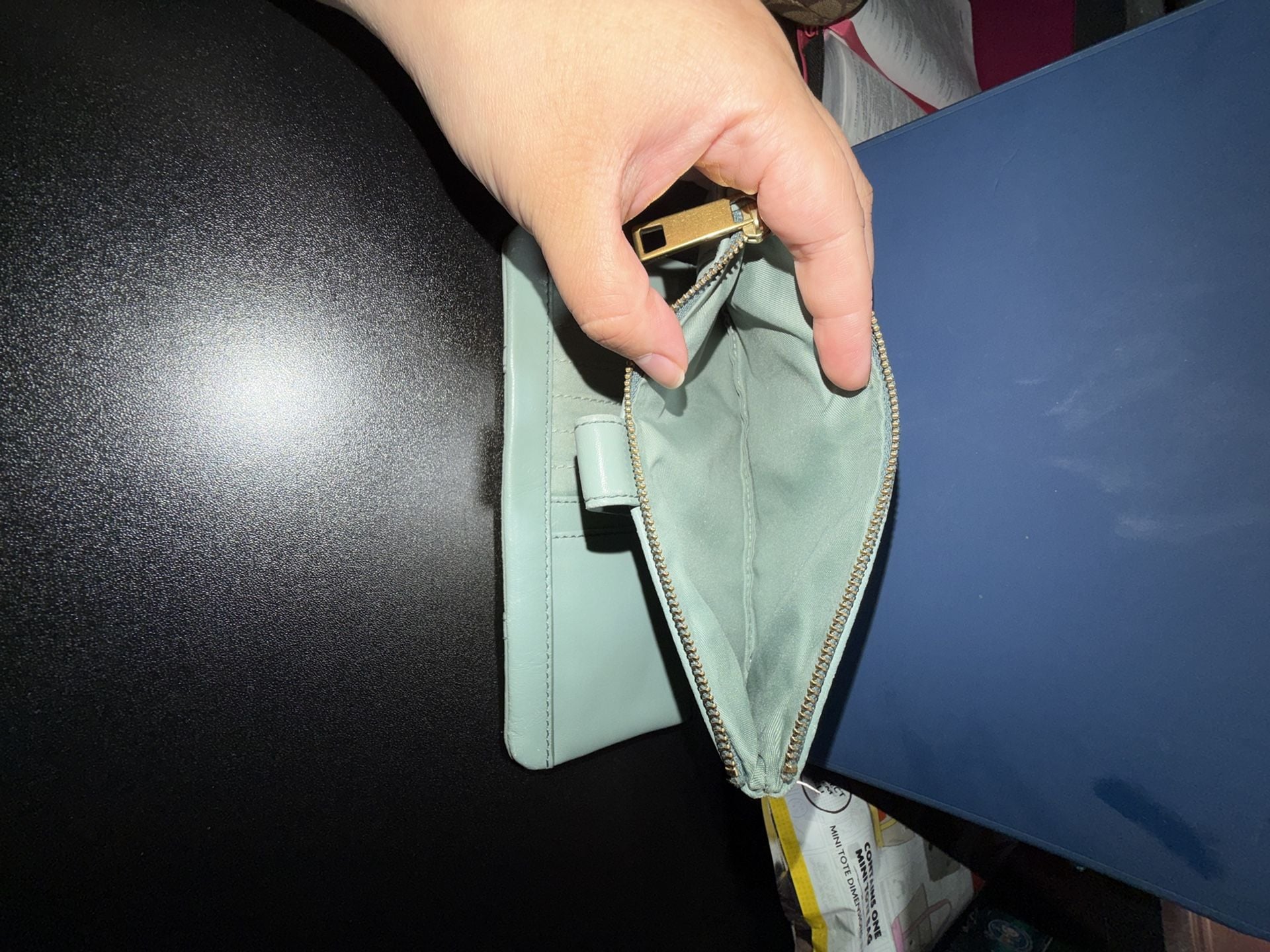 Fossil Cora Clutch Wallet Sage Green Leather 6