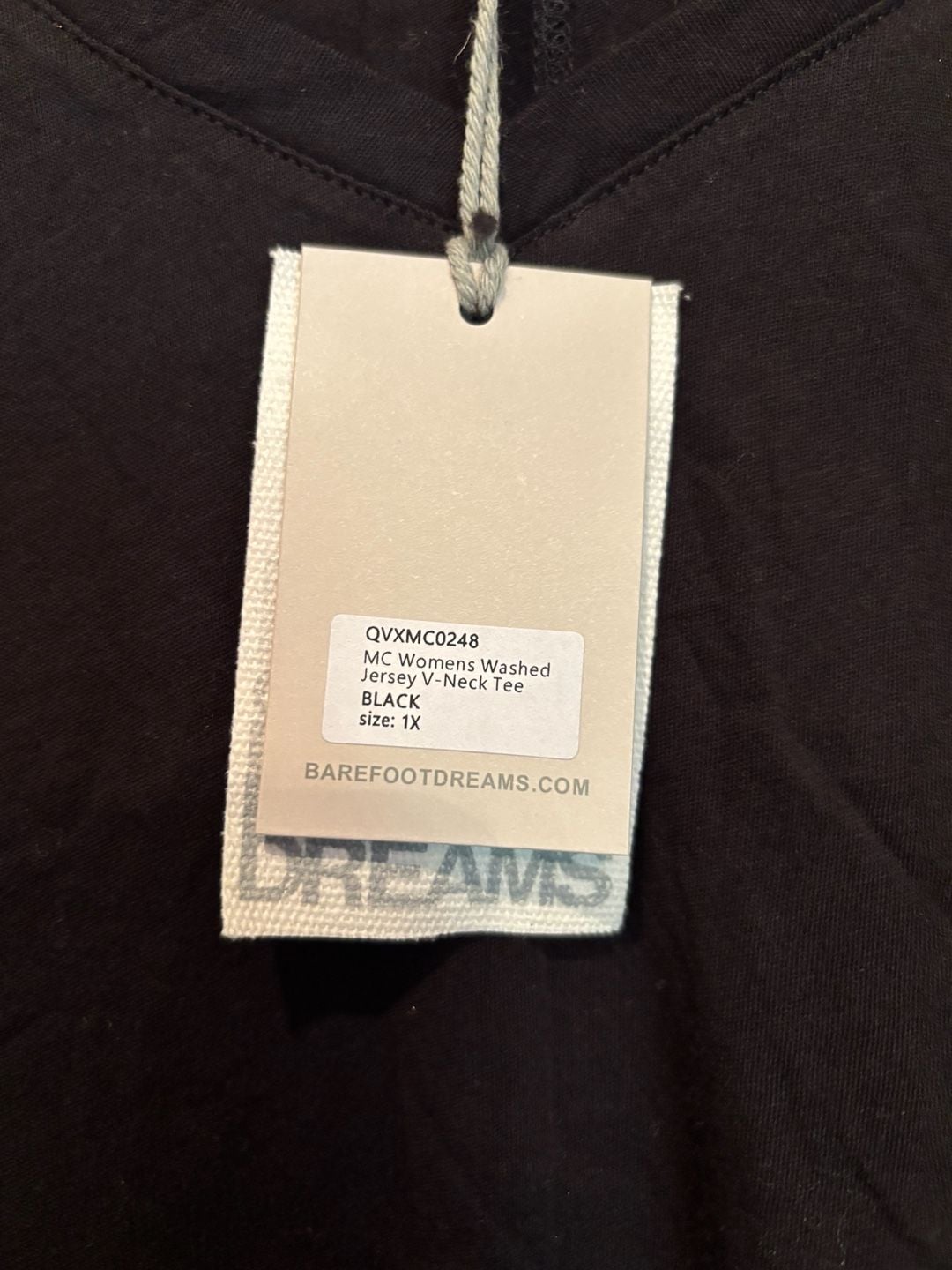 Barefoot Dreams Washed Jersey V-Neck Tee Size 1X Black 4