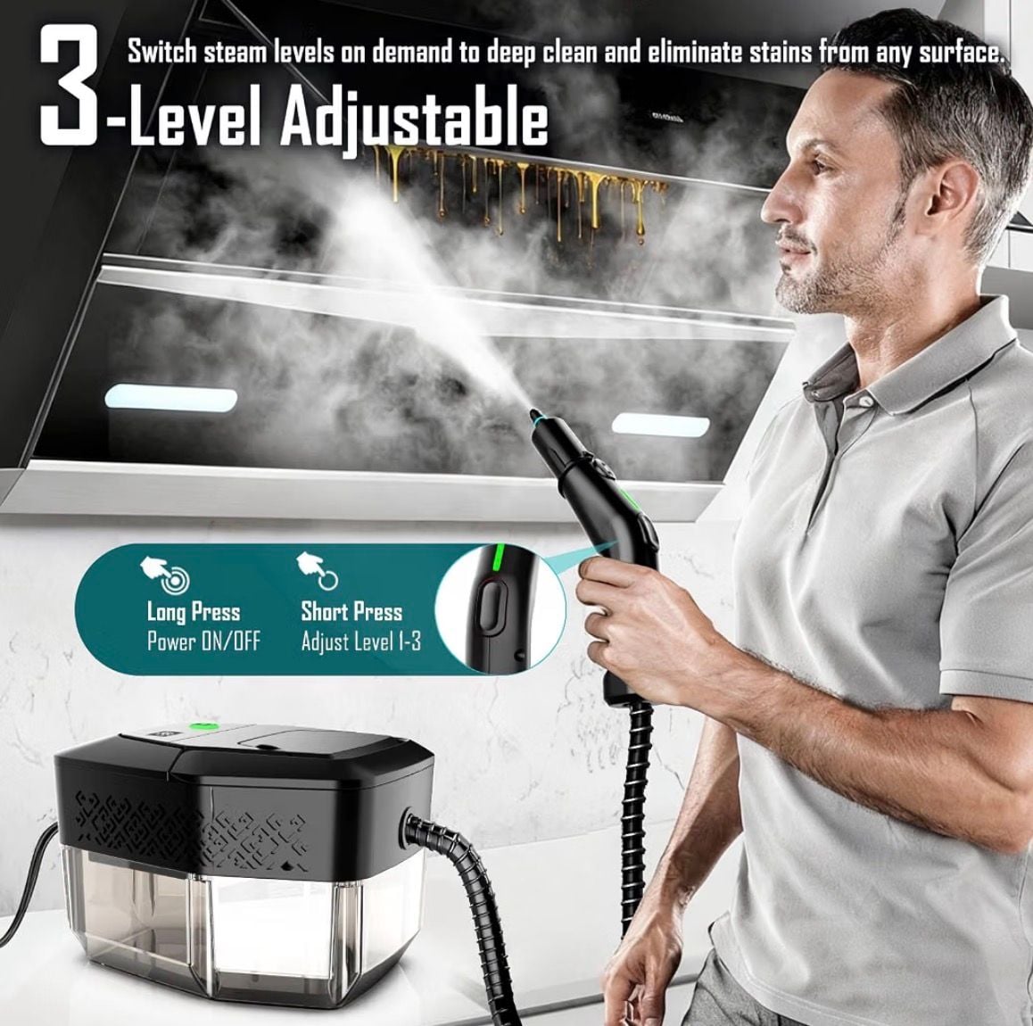 1500W 1.8L Tank 15s Fast Heat Corded Steam Cleaner 3
