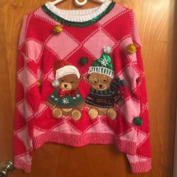 Holiday Time Christmas Sweater Size S (4-6) Teddy Bears