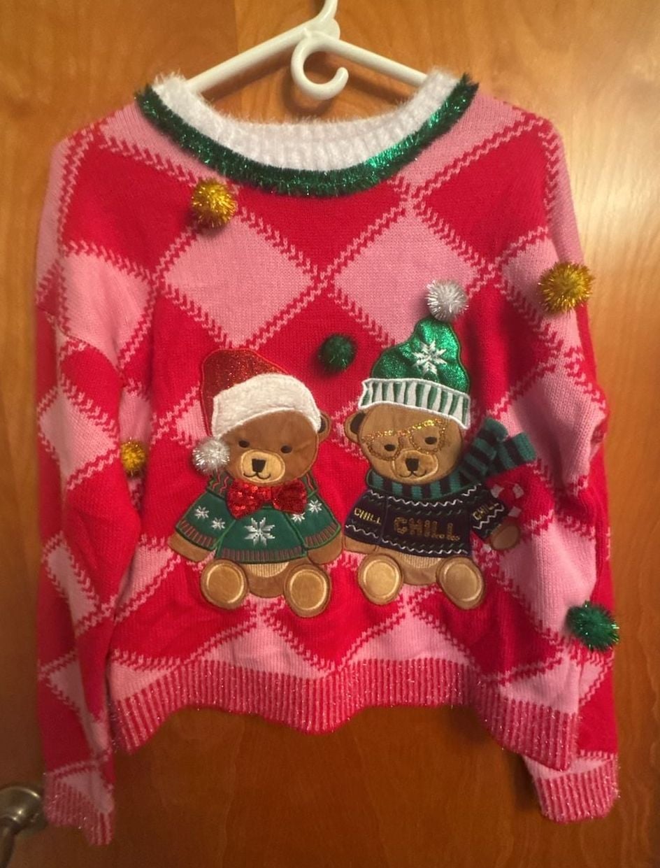 Holiday Time Christmas Sweater Size S (4-6) Teddy Bears 3