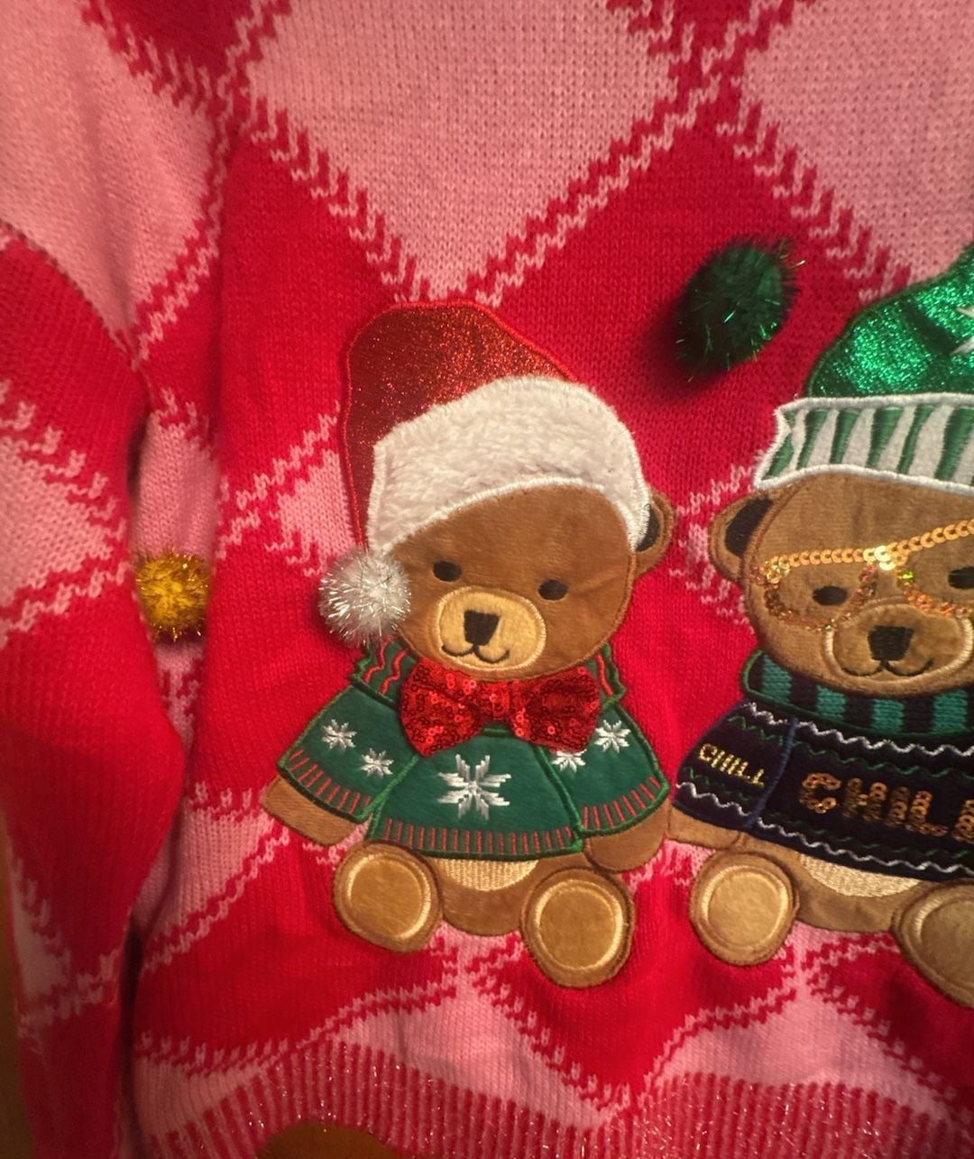 Holiday Time Christmas Sweater Size S (4-6) Teddy Bears 5