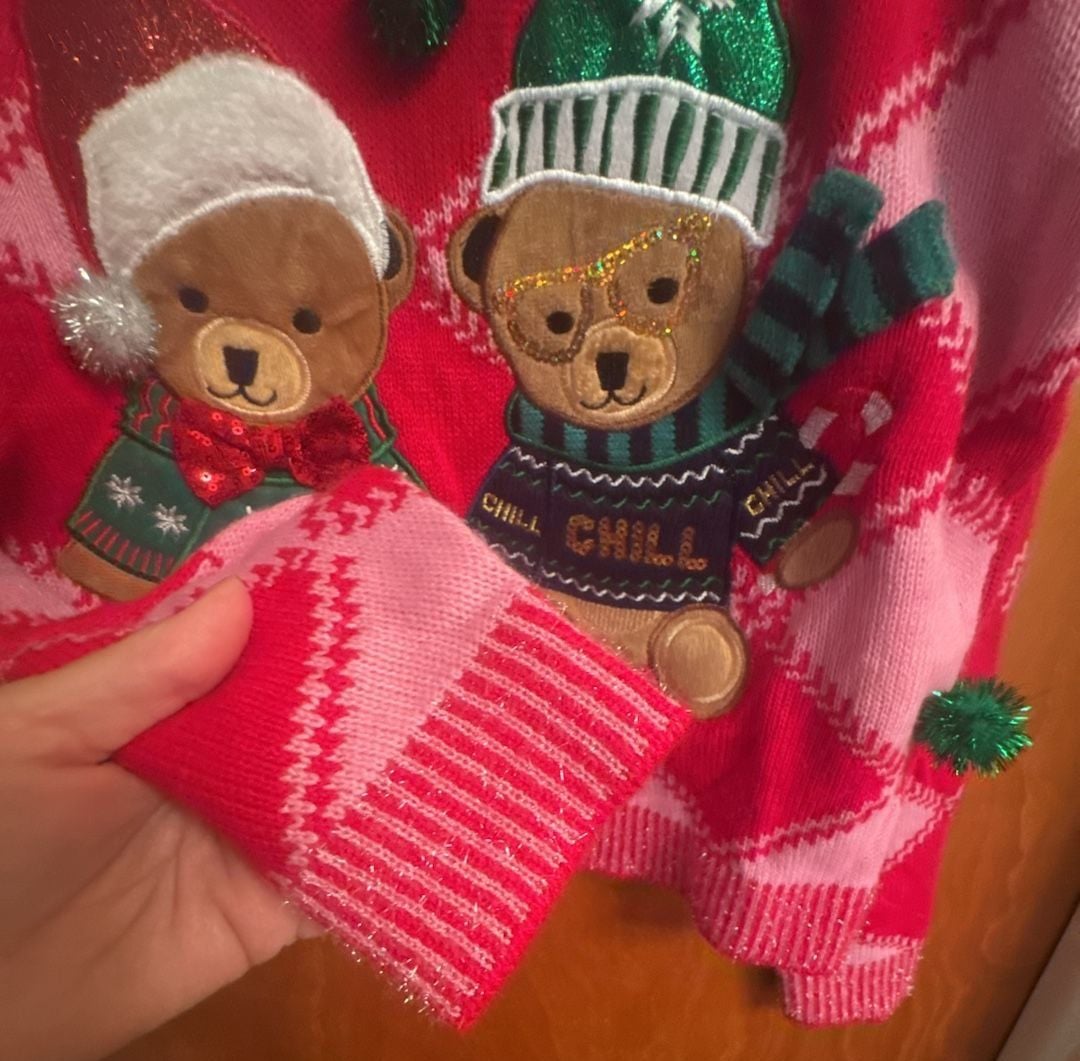 Holiday Time Christmas Sweater Size S (4-6) Teddy Bears 7