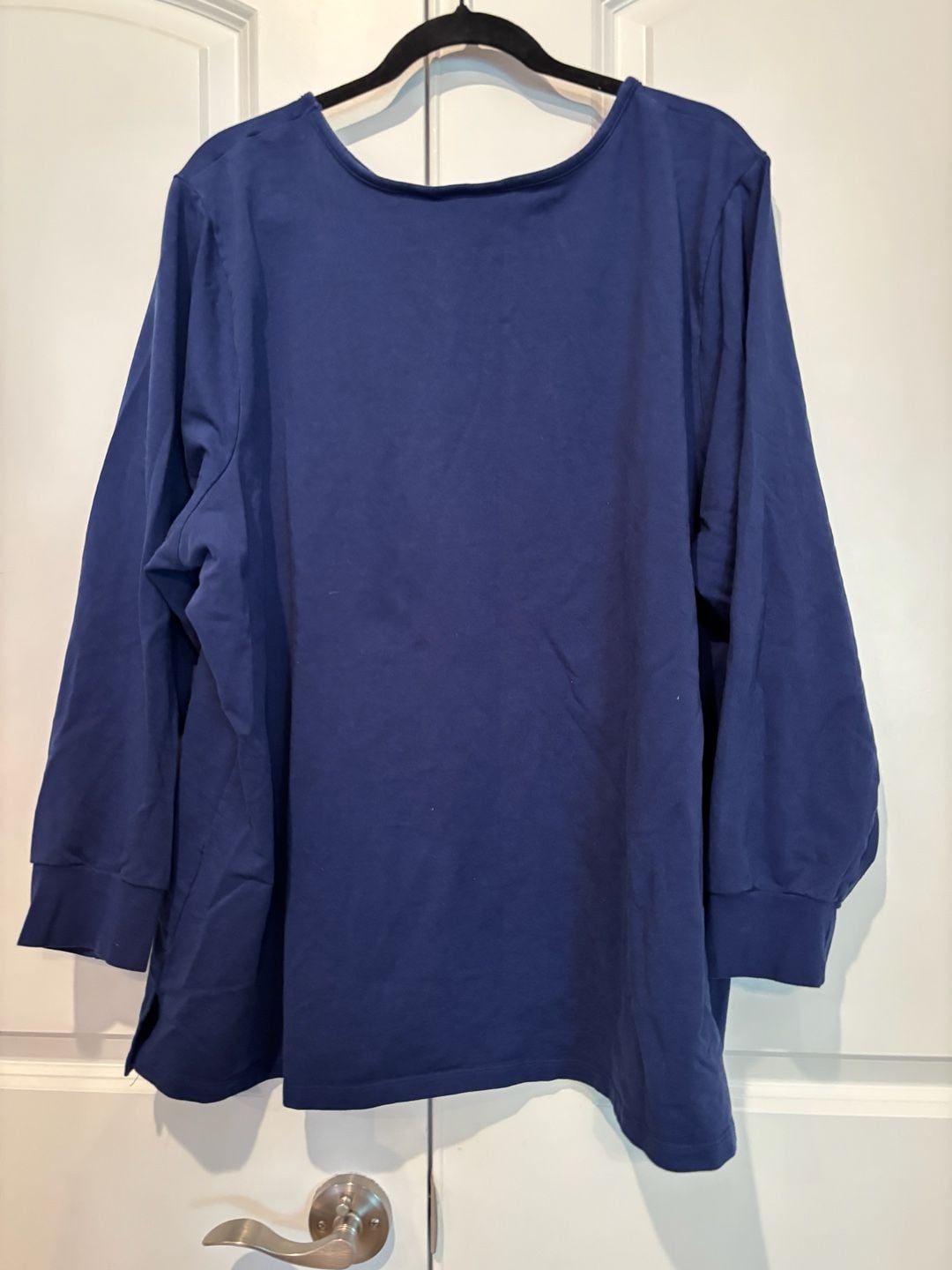 Quacker Factory Shamrock Top Size 3X Blue Long Sleeve Rhinestone Saint Pat 5