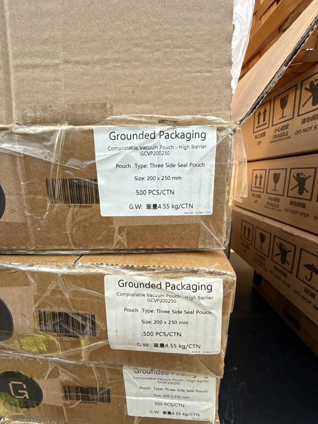 Grounded Packaging Compostable Vacuum Pouch 200 x 250 mm Size GCVP200250 1