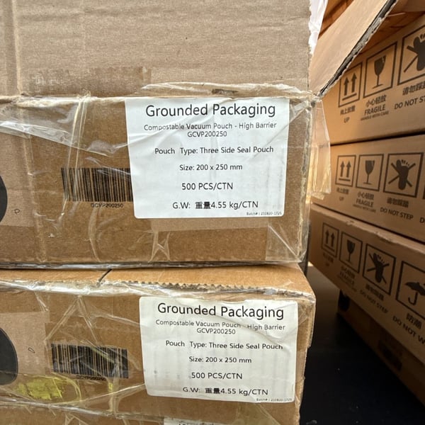 Grounded Packaging Compostable Vacuum Pouch 200 x 250 mm Size GCVP200250