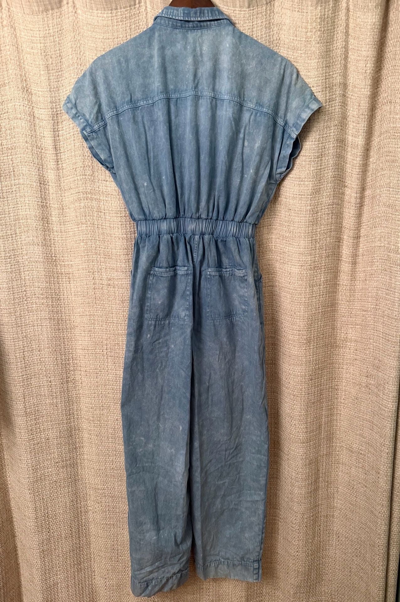 Simply Southern Denim Jumpsuit Size S Blue Acid Wash Belted Utility Romper 3