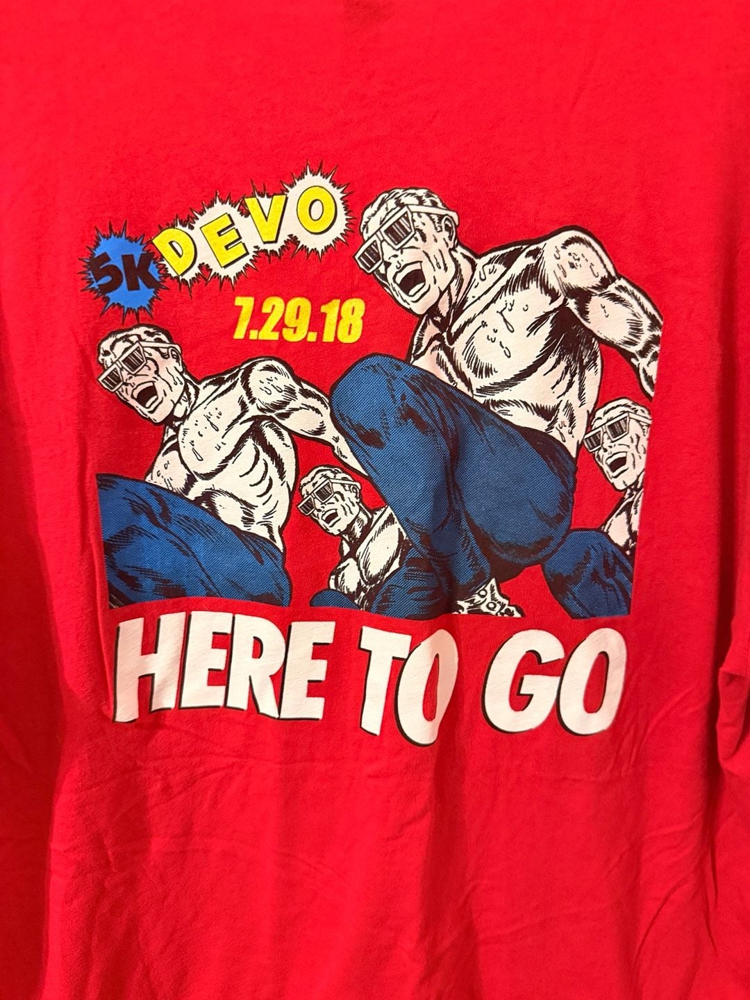 Next Level Devo Here to Go 5K 7.29.18 Red Graphic T-Shirt 5