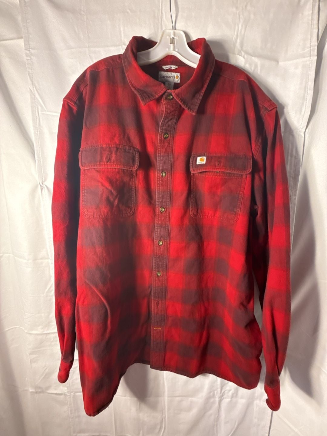 Carhartt 103822 Heavyweight Flannel Work Shirt Size 2XL Tall Red Plaid 2