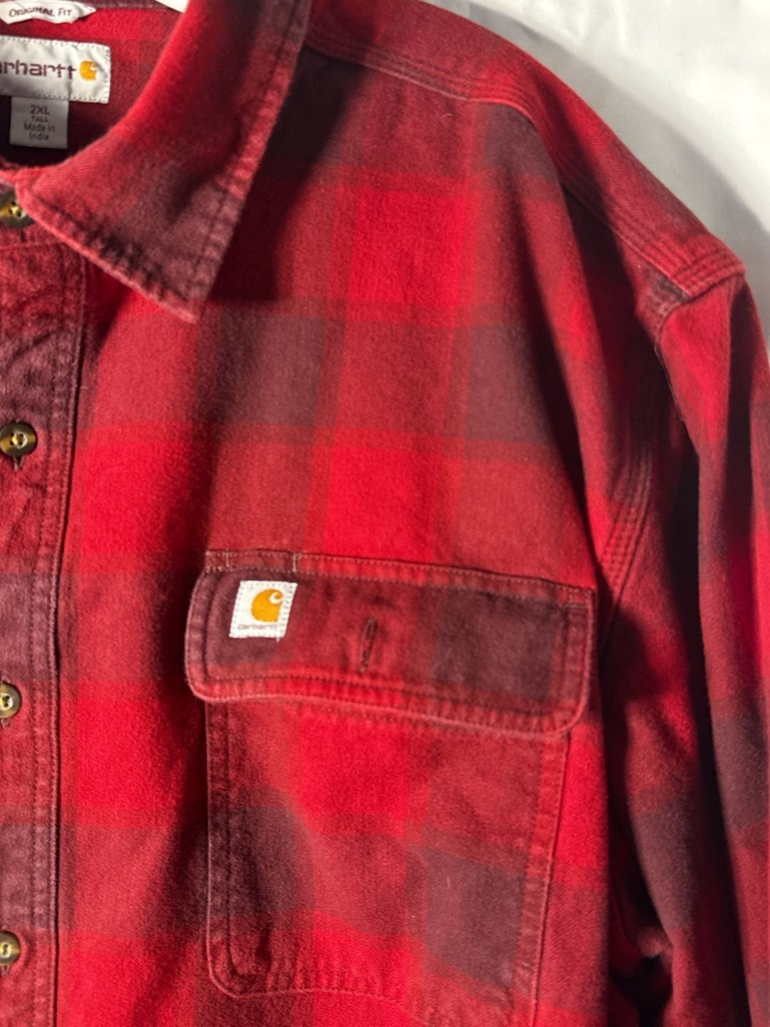 Carhartt 103822 Heavyweight Flannel Work Shirt Size 2XL Tall Red Plaid 3
