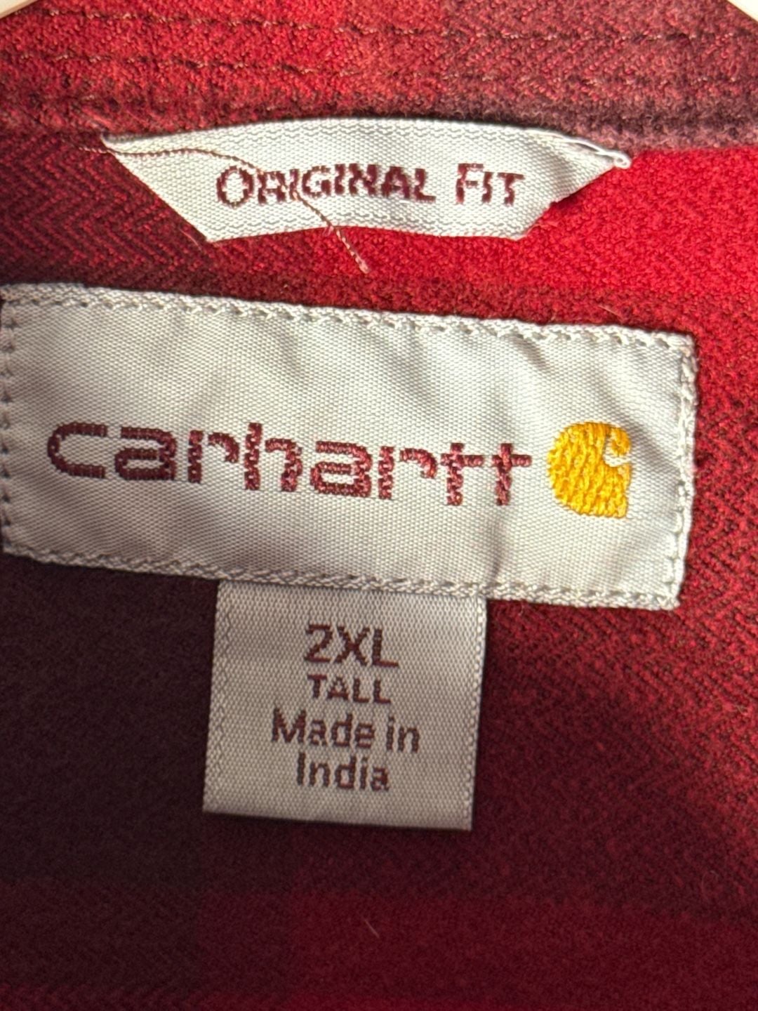 Carhartt 103822 Heavyweight Flannel Work Shirt Size 2XL Tall Red Plaid 4