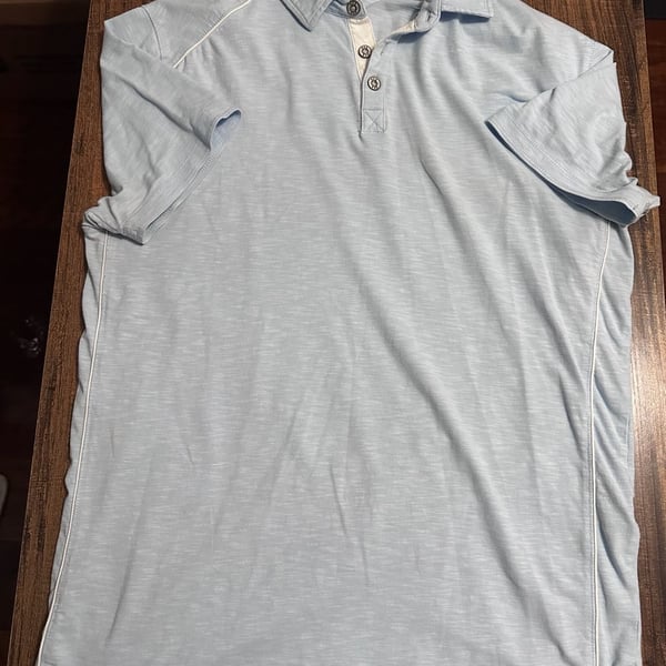 BKE Short Sleeve Polo Shirt Light Blue Slub Knit