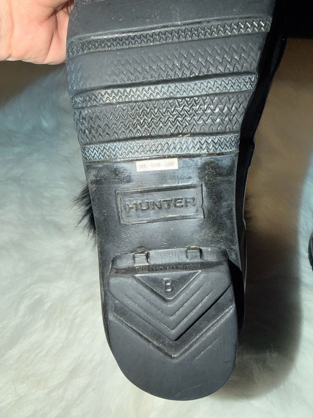 Hunter Boots Faux Fur Cuff Short Rain Boots Black Size US 8 4