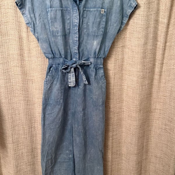 Simply Southern Denim Jumpsuit Size S Blue Acid Wash Belted Utility Romper